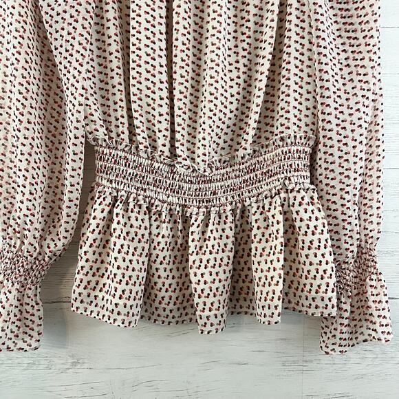 Max Studio Peplum Long Sleeve Dot Print Blouse Size S - Picture 5 of 8